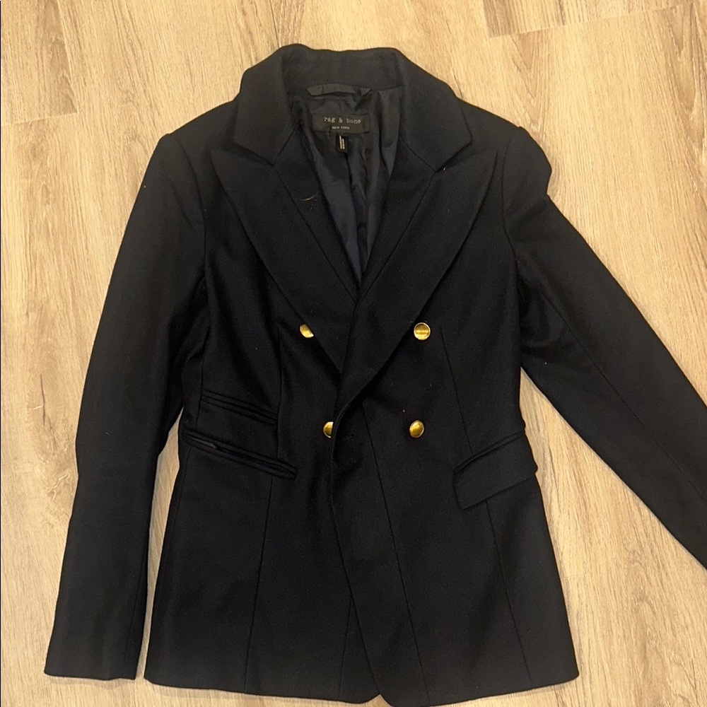 Rag & Bone Black and Gold Double-Breasted Blazer
